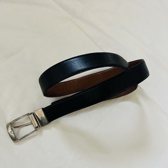 Ermenegildo Zegna Reversible Leather Belt Brown Black Silver Buckle Sz 38 Italy - Picture 4 of 14